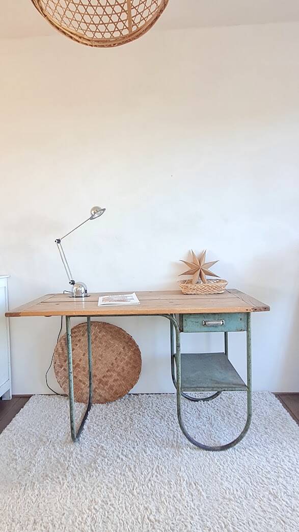 Wood and metal desk circa the 1950s.