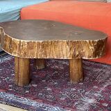 Vintage solid oak brutalist coffee table