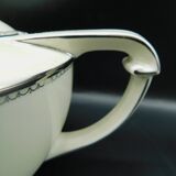 Art deco teapot by Pirkenhammer,  white and silver