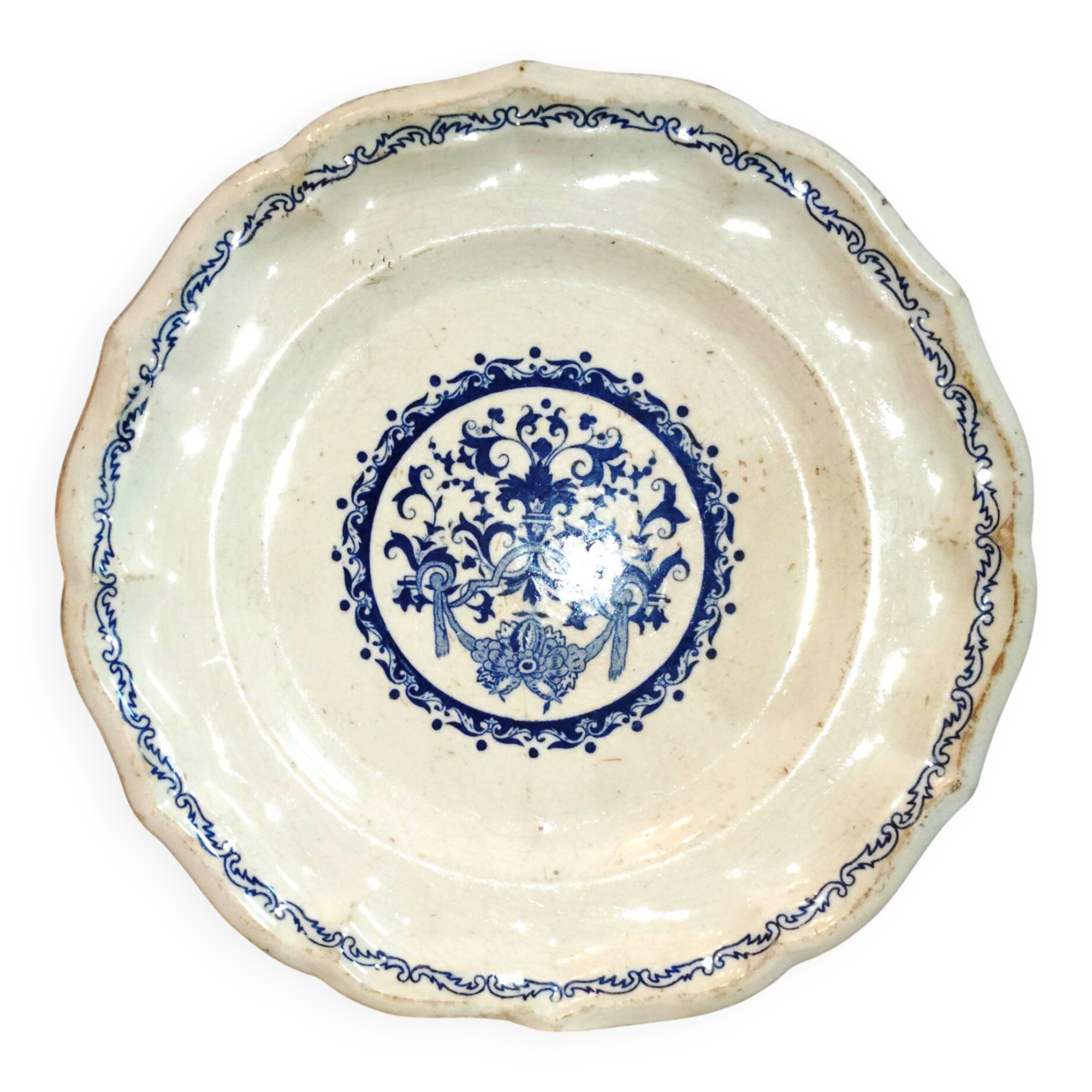 Flat plate in Gien earthenware - Rouen Art Deco motif - 1932