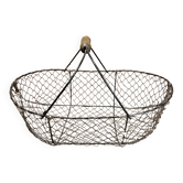 Grand panier maraicher, métal et bois ancien, déco campagne chic, vintage