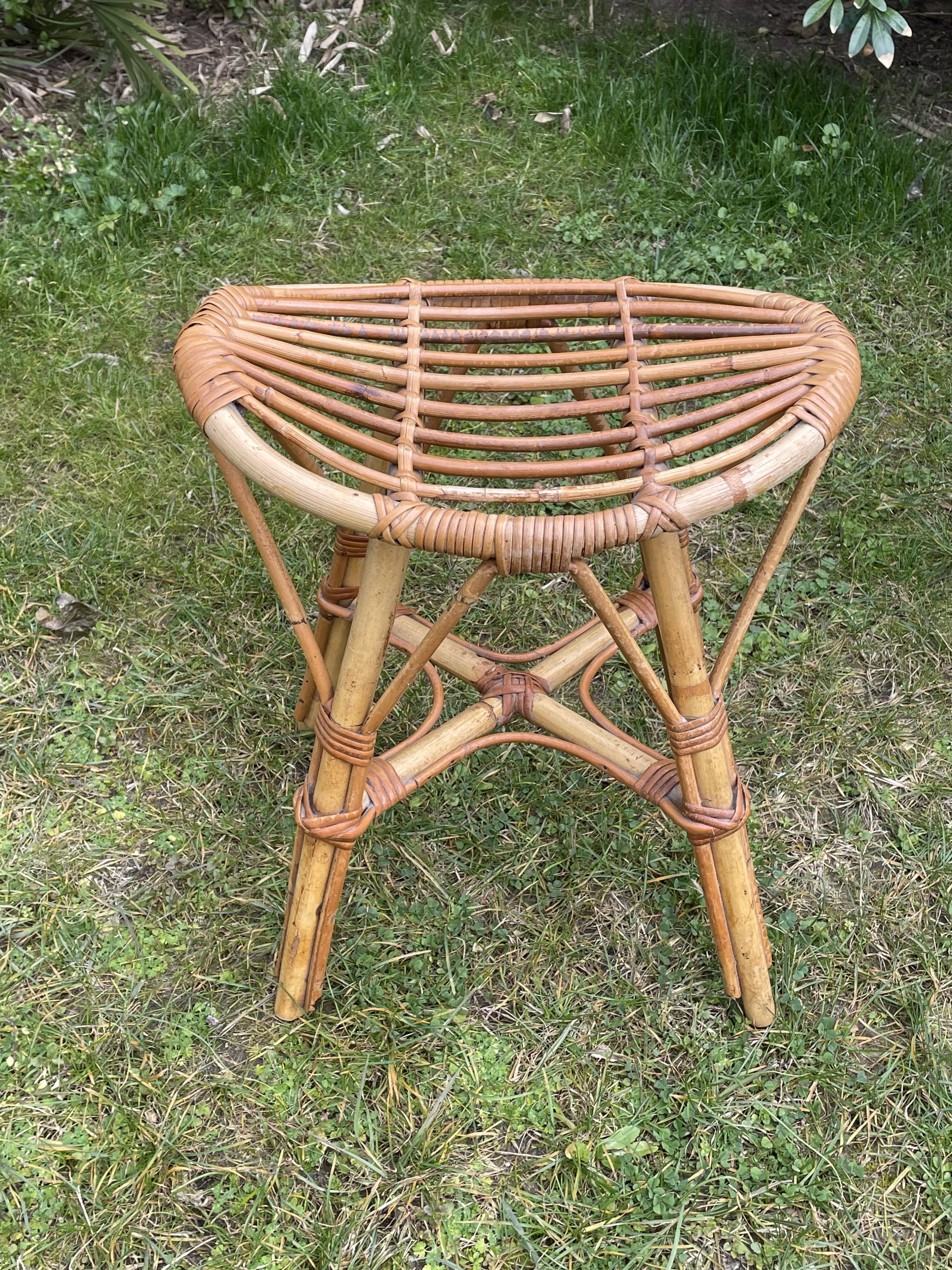 Vintage rattan stool