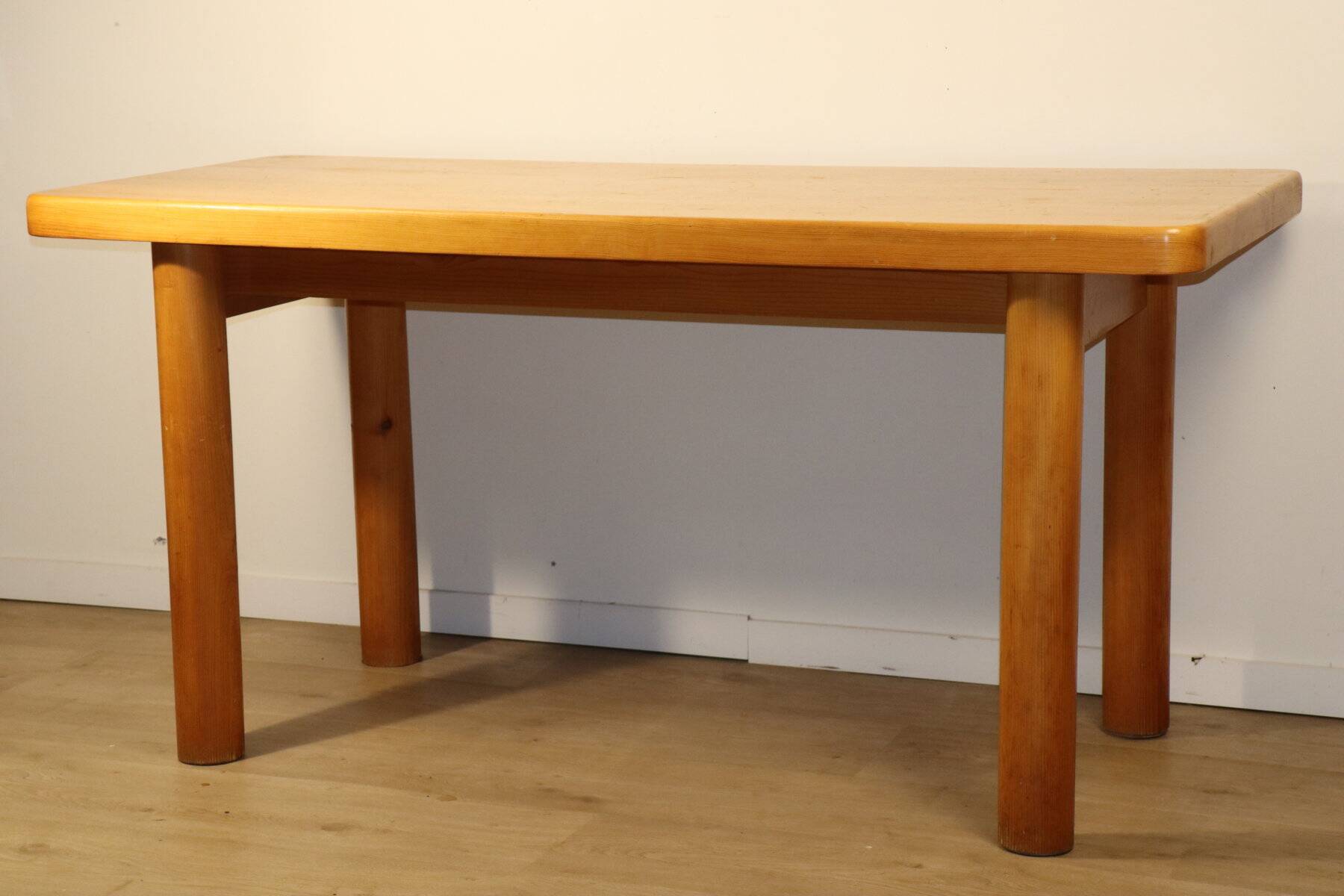 René Martin table in solid pine, modernist, 1960