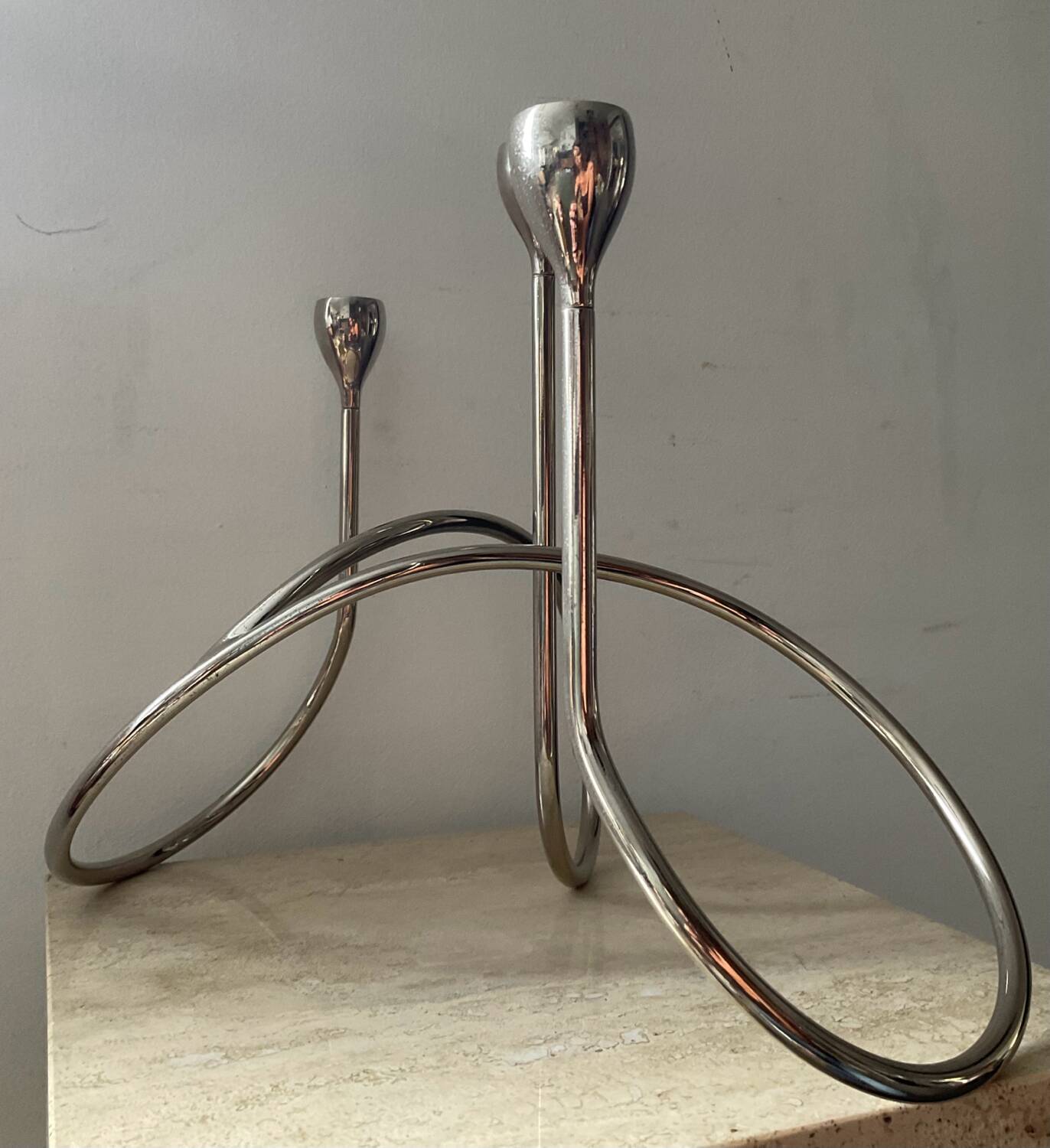 Black & Blum designer candle holder in silver metal