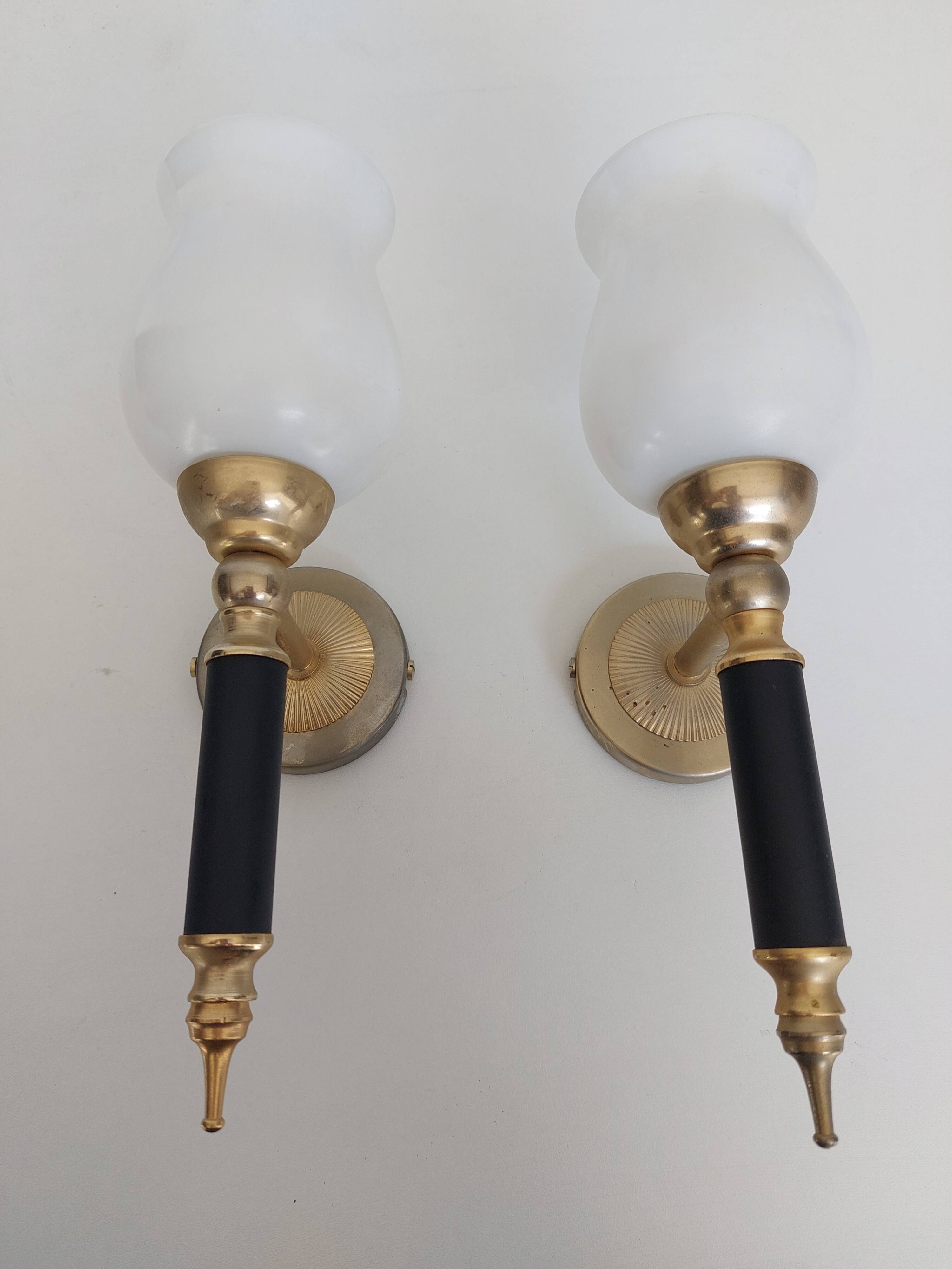 SUPERBE PAIRE D'APPLIQUES anciennes en laiton 23 cm EUR 20,00 - FR