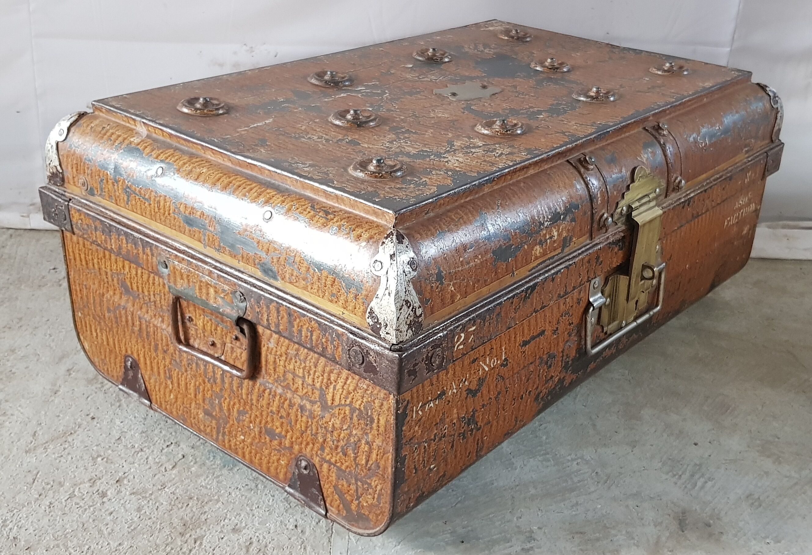 Ancient colonial travel trunk