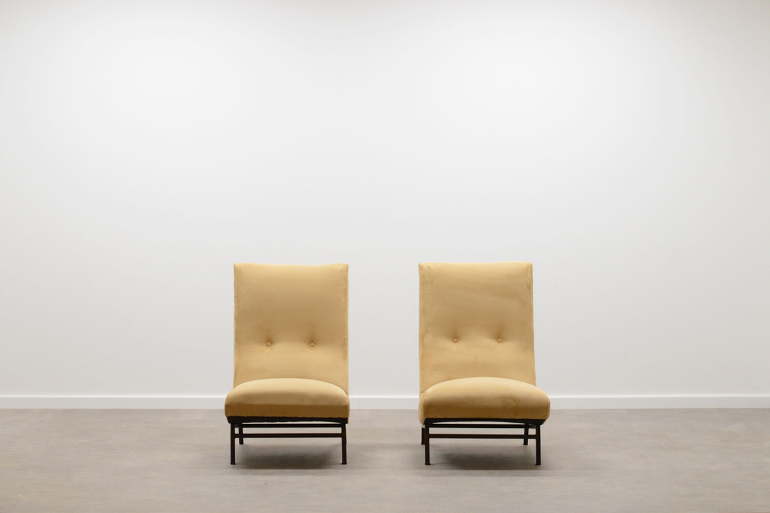 Set of 2 high back lounge chairs, 60s France.