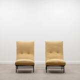 Set of 2 high back lounge chairs, 60s France.