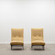 Set of 2 high back lounge chairs, 60s France.