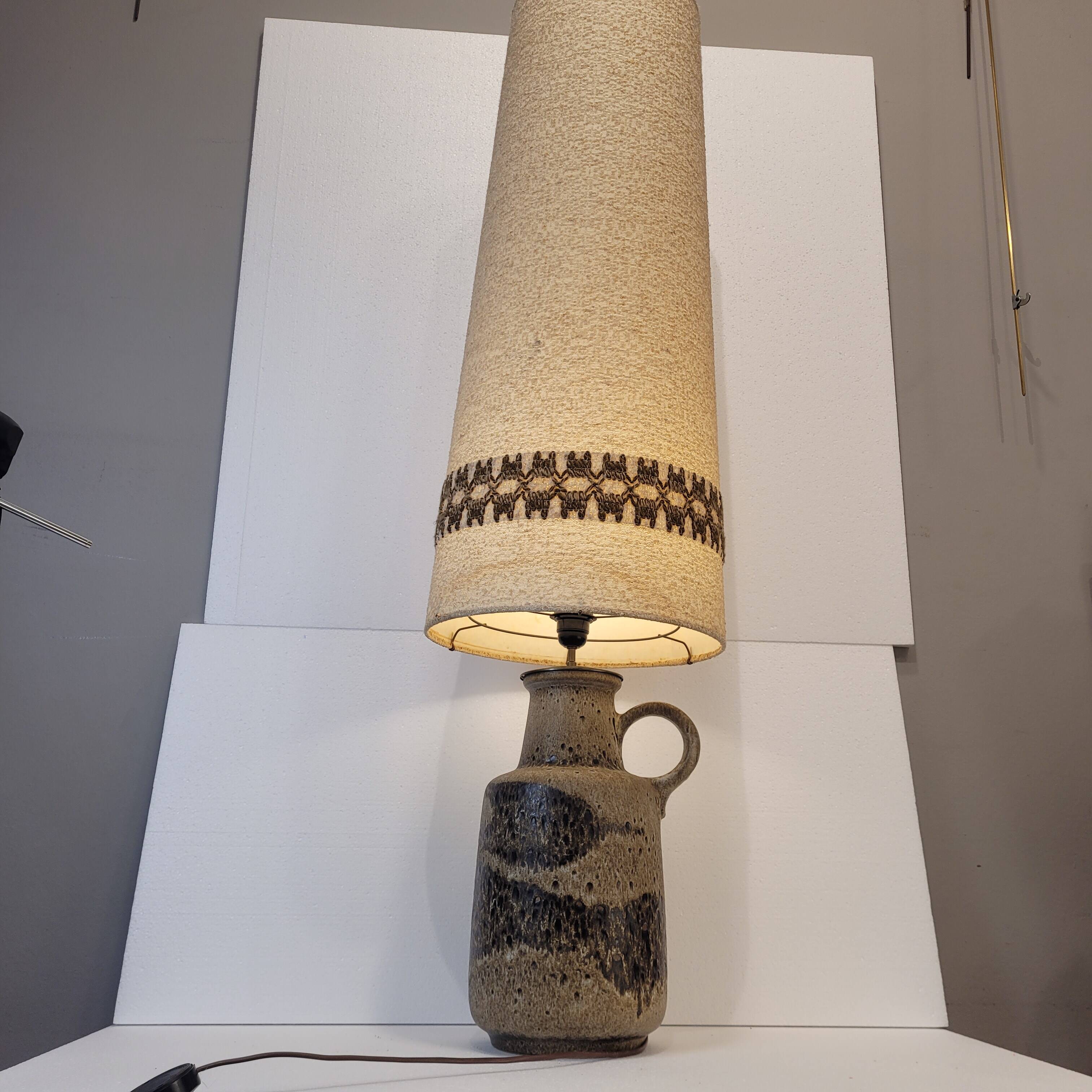 Lámpara cerámica Fat Lava con pantalla original, Scheurich Keramik, 60’s