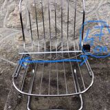 Set of 4 chrome metal basket chairs
