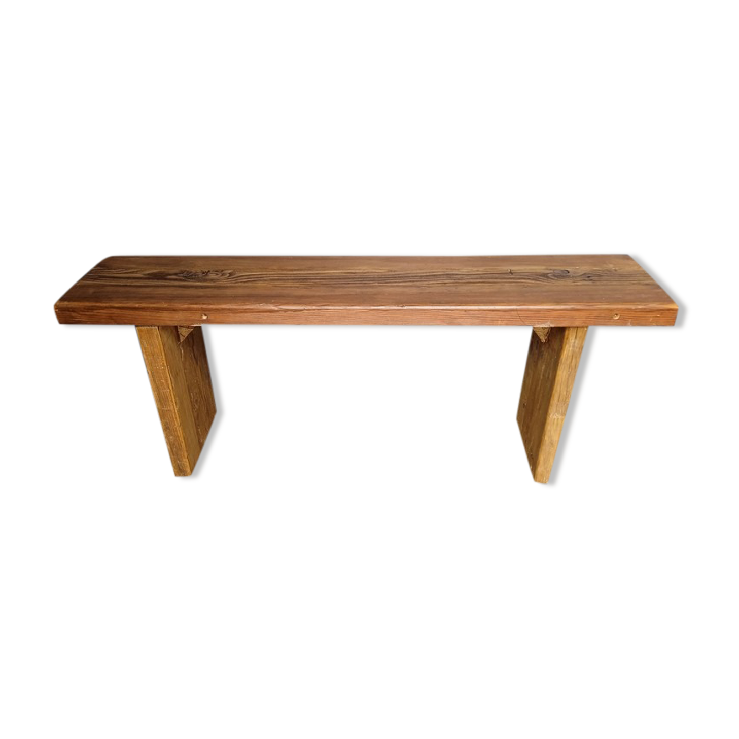 Old patinated solid wood bench 120cm