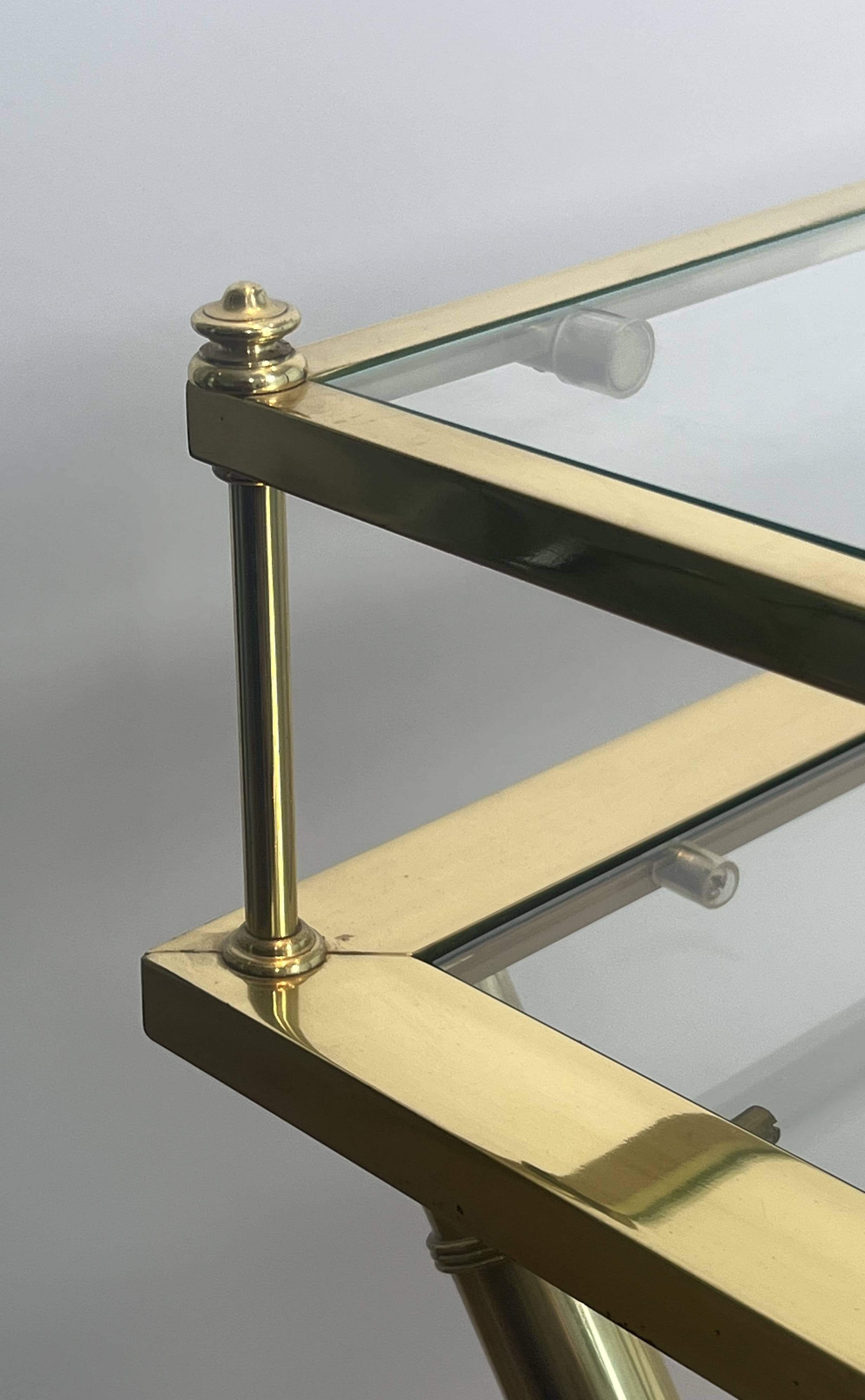 Neoclassical Gradine Desk in Brass and Glass, Attributed to the Mai