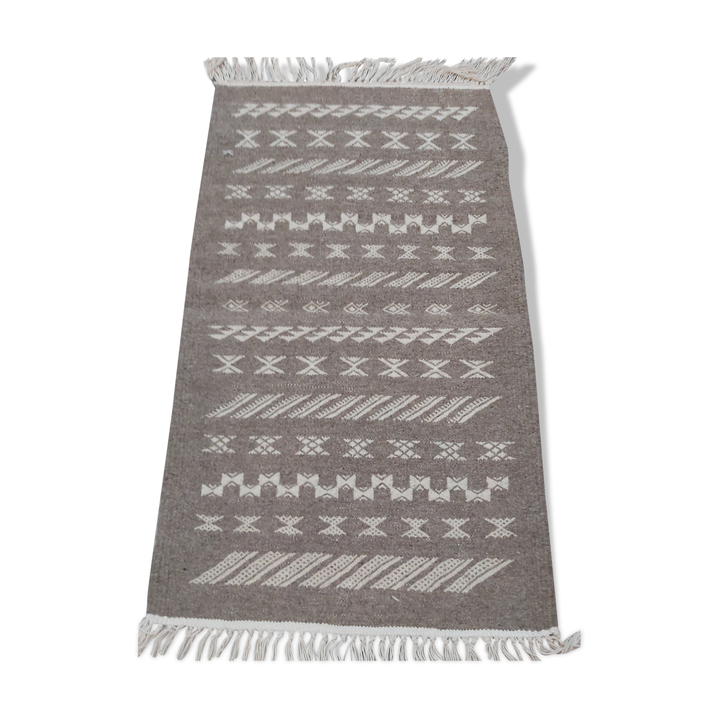 Handmade gray carpet 56x100cm