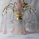 Vintage pink glass drop and flower chandelier pendant light.