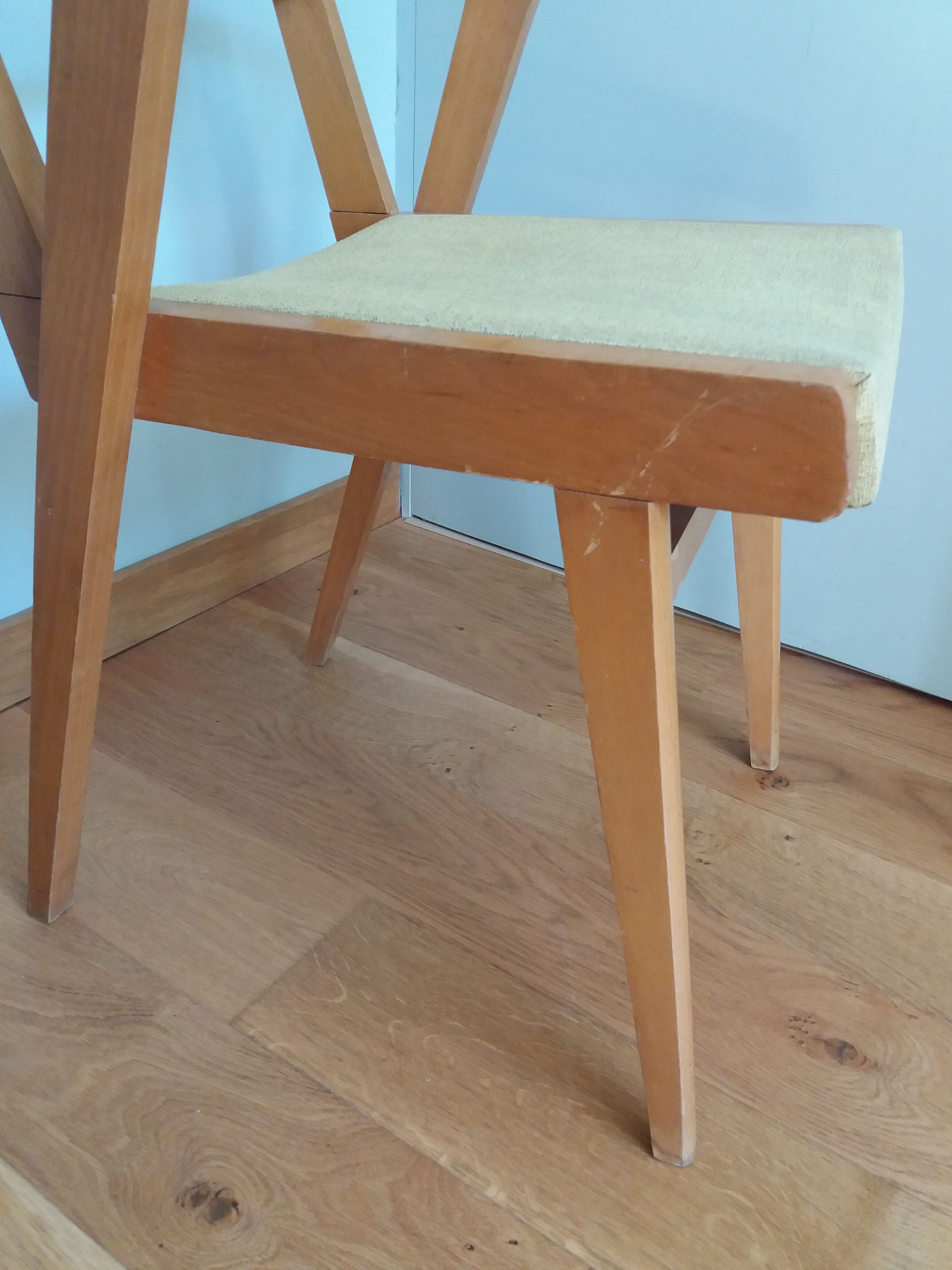 Bridge chair with armrests Scandinavian style yellow skaï