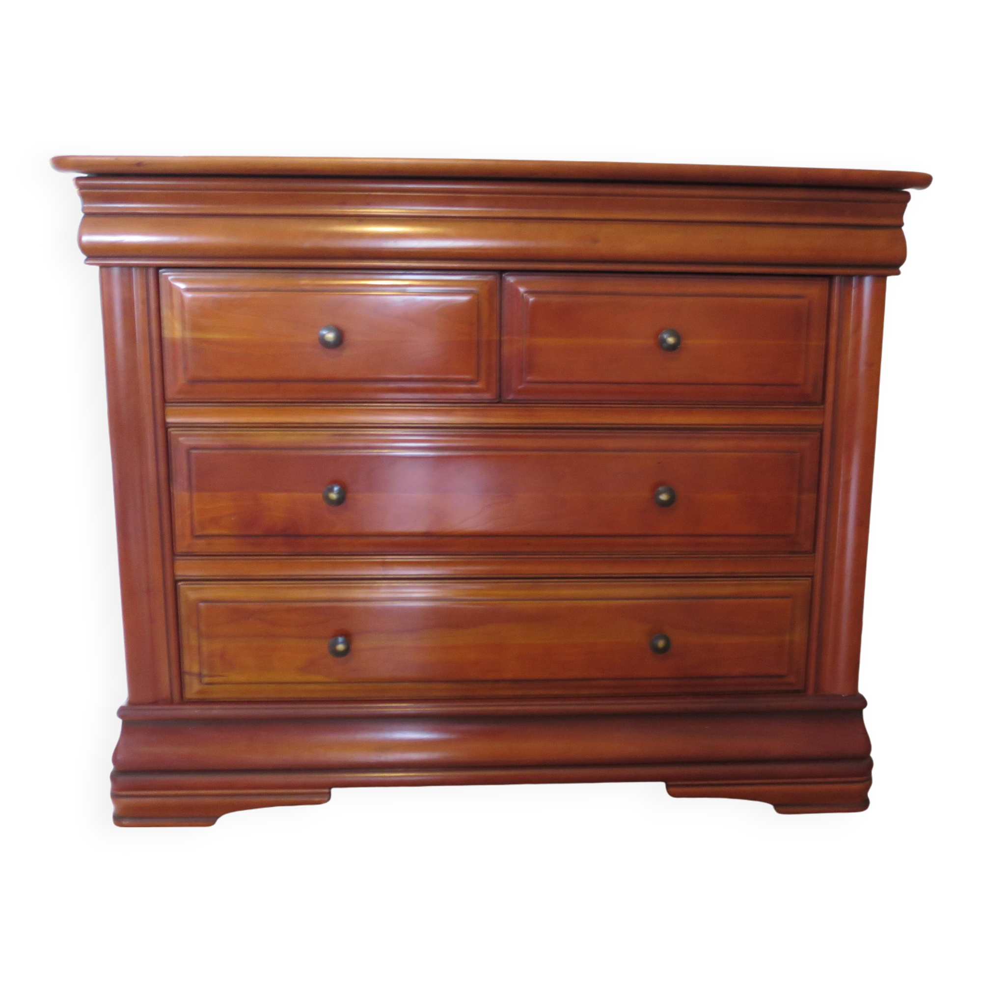 Cherrywood chest of drawers with ogee – 4 drawers – 80s – Louis Philippe style