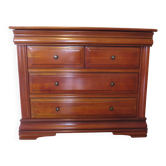 Commode à doucine en merisier – 4 tiroirs -années 80 – style louis philippe