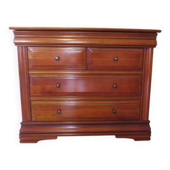 Cherrywood chest of drawers with ogee – 4 drawers – 80s – Louis Philippe style