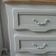 Vintage chest of drawers with pearl gray patina and waxed finish, 3 drawers, wooden top.