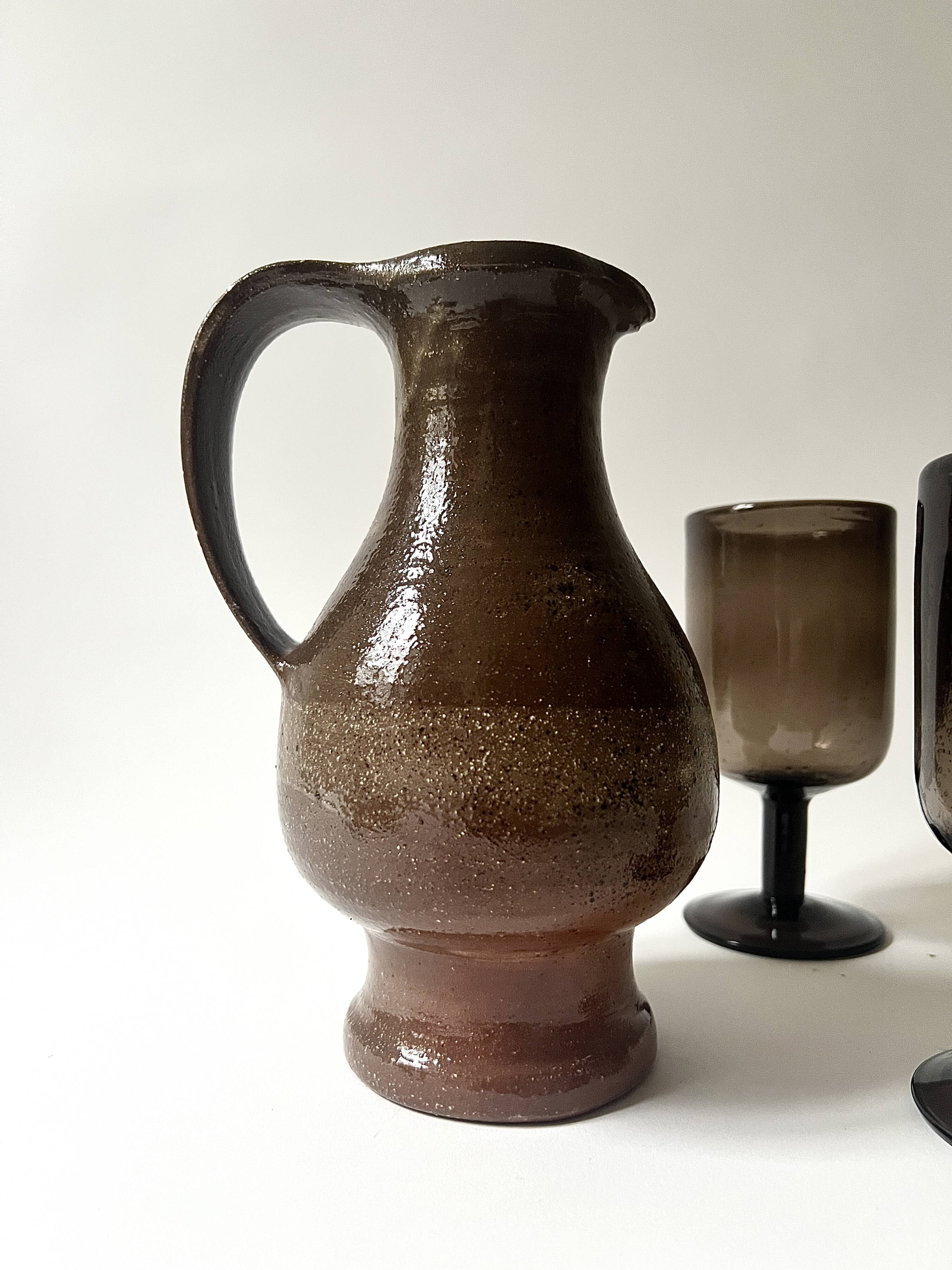 vintage red stoneware carafe vase from around 1970