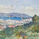 Watercolour landscape of Provence "the fort on the town", early 20th century.