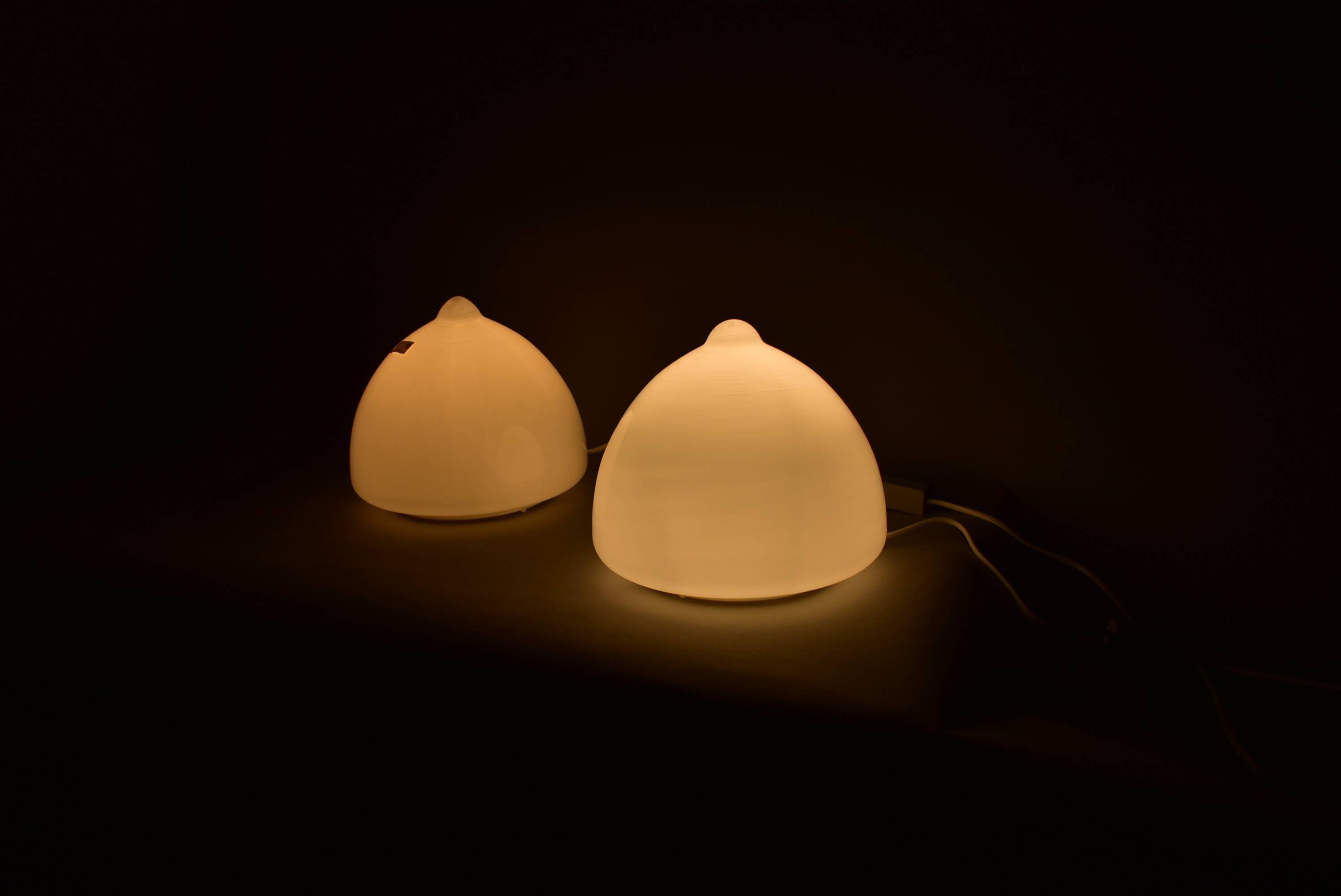 Pair of glass table lamps by Krásno nad Bečvou, 1960s