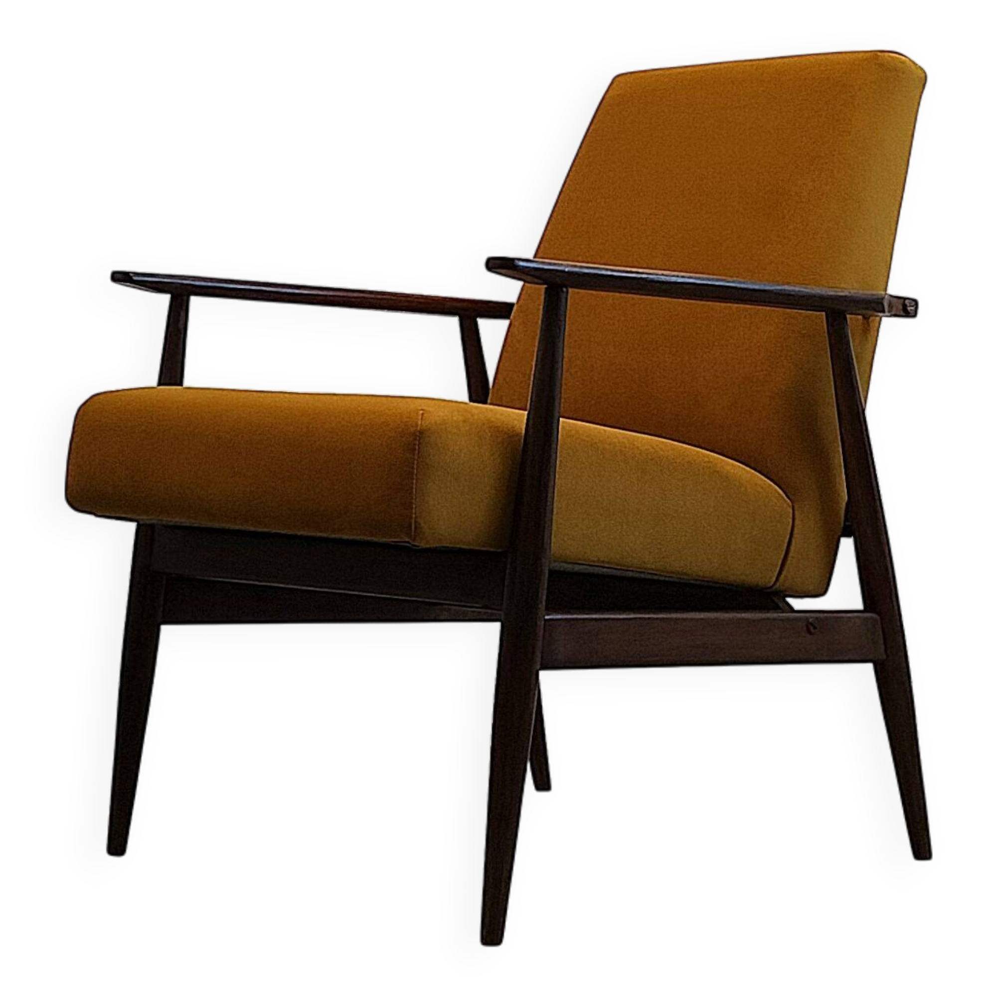 1960 Henryk Lis Mid Century armchair in Goldenrod velvet
