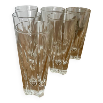 Set of 6 bistro glasses, possibly crystal, made in Italy.