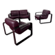 Sofa set and 2 vintage leather armchairs designed by Albert Stoll Giroflex 1970s