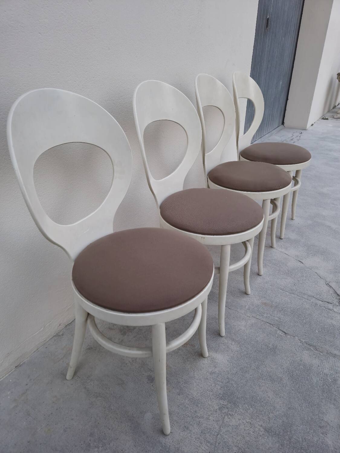 Set of 4 Baumann chairs, Mouette model, vintage 1950s