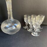 Decanter and 6 cut crystal porto glasses XIXth