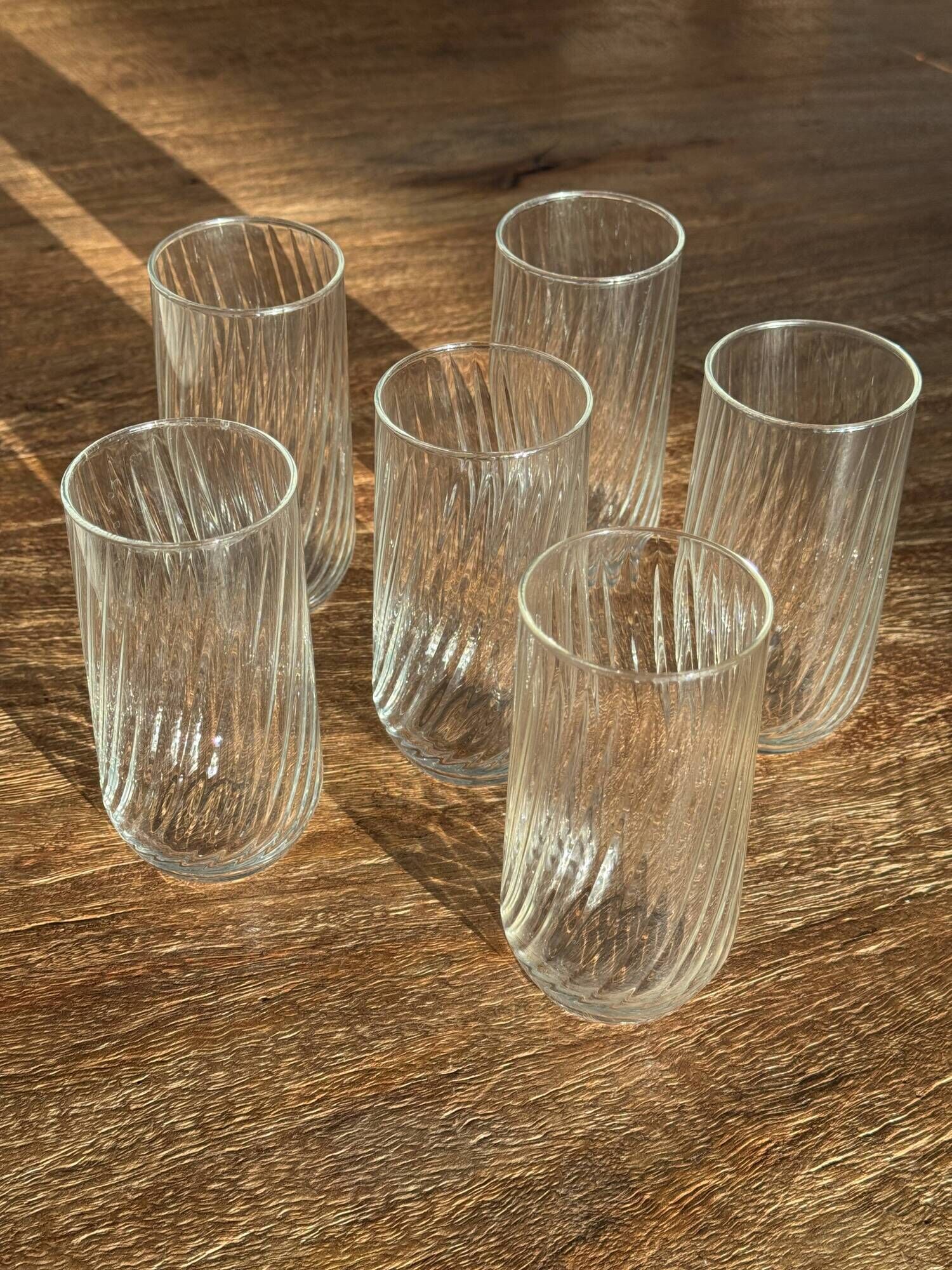 Set of 6 orangeade glasses in ribbed glass