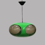 Massive Belgium Space Age UFO Lamp, Green Mid-Century Modern Lighting
