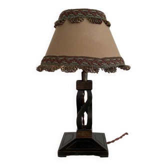 Lampe bois, câble tissu