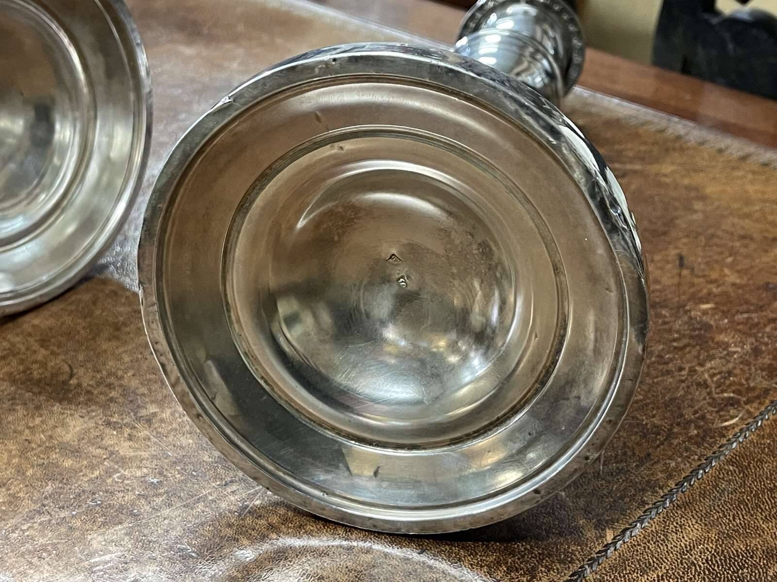 Pair of silver metal candlesticks - early 20th century