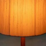 Vintage Swedish wooden floor lamp with pleated shade from the 1960s.