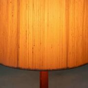 Vintage Swedish wooden floor lamp with pleated shade from the 1960s.