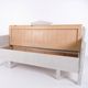 Antique storage bench with carvings – grey painted – pine wood – 1860s