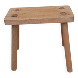 Vintage old wooden farmhouse stool treated brutalist