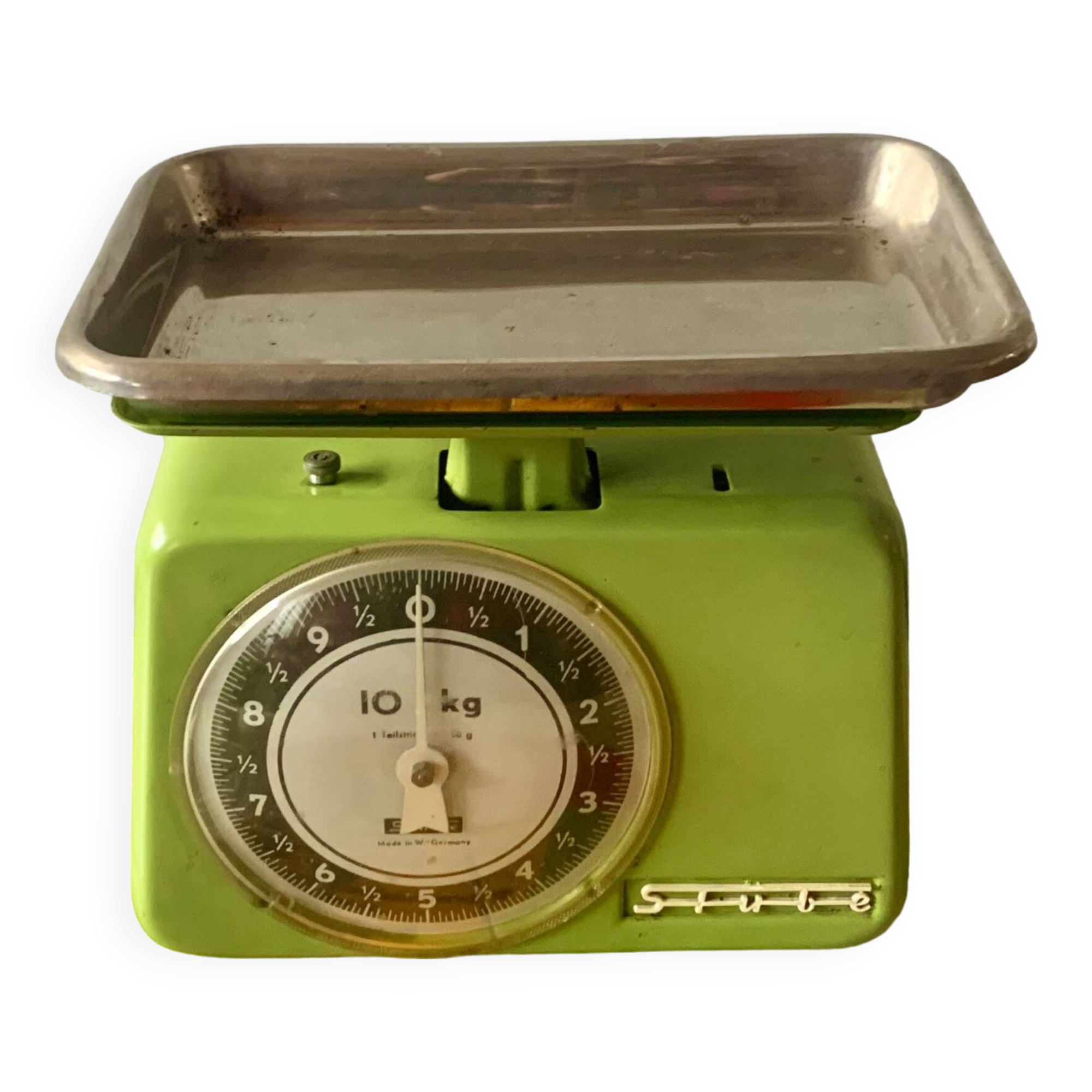 Stube vintage household scale in green enameled metal - Force 10