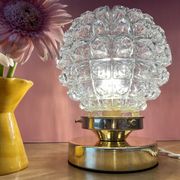 Vintage globe table lamp in molded glass