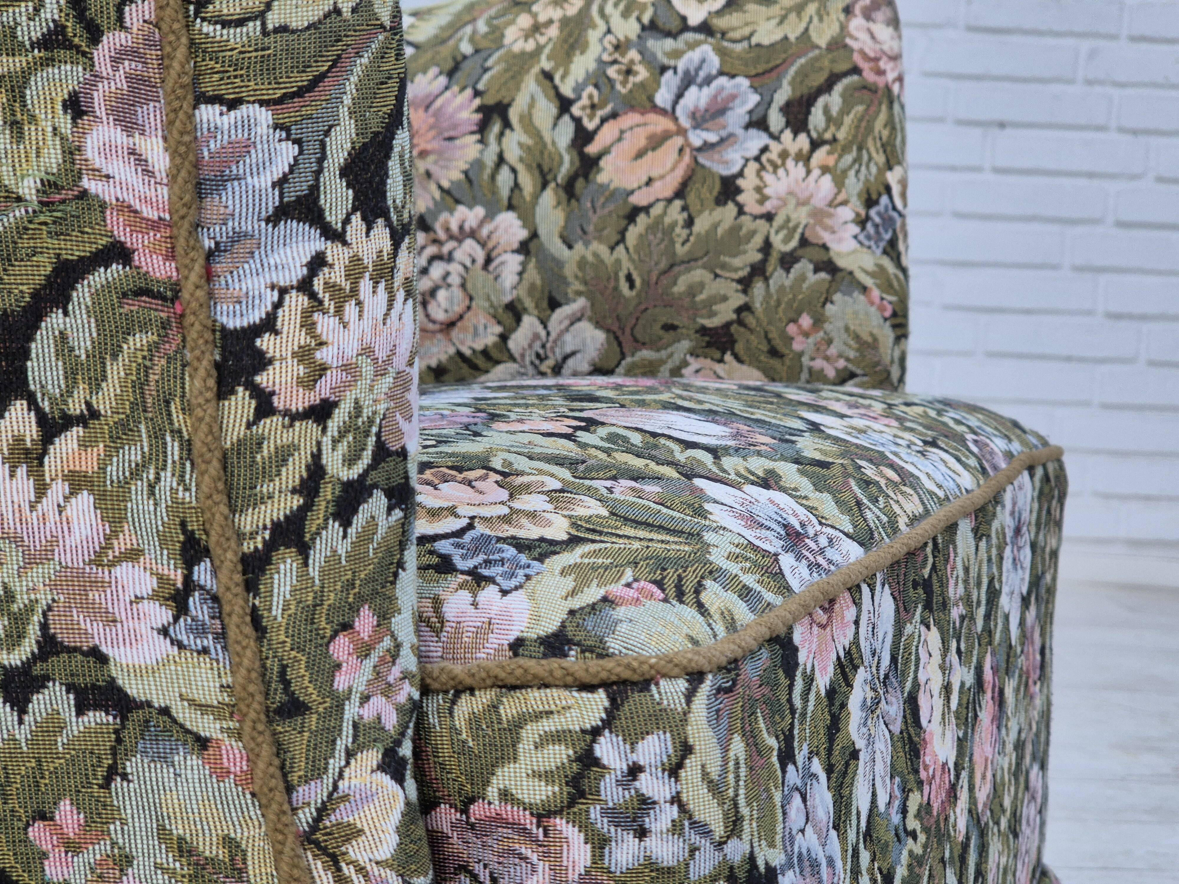 1970s, Danish armchair, reupholstered, flowers furniture fabric.