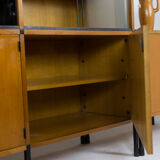 Oak and metal bookcase  design ARP (Motte Guariche Mortier), edition Minvielle 1960