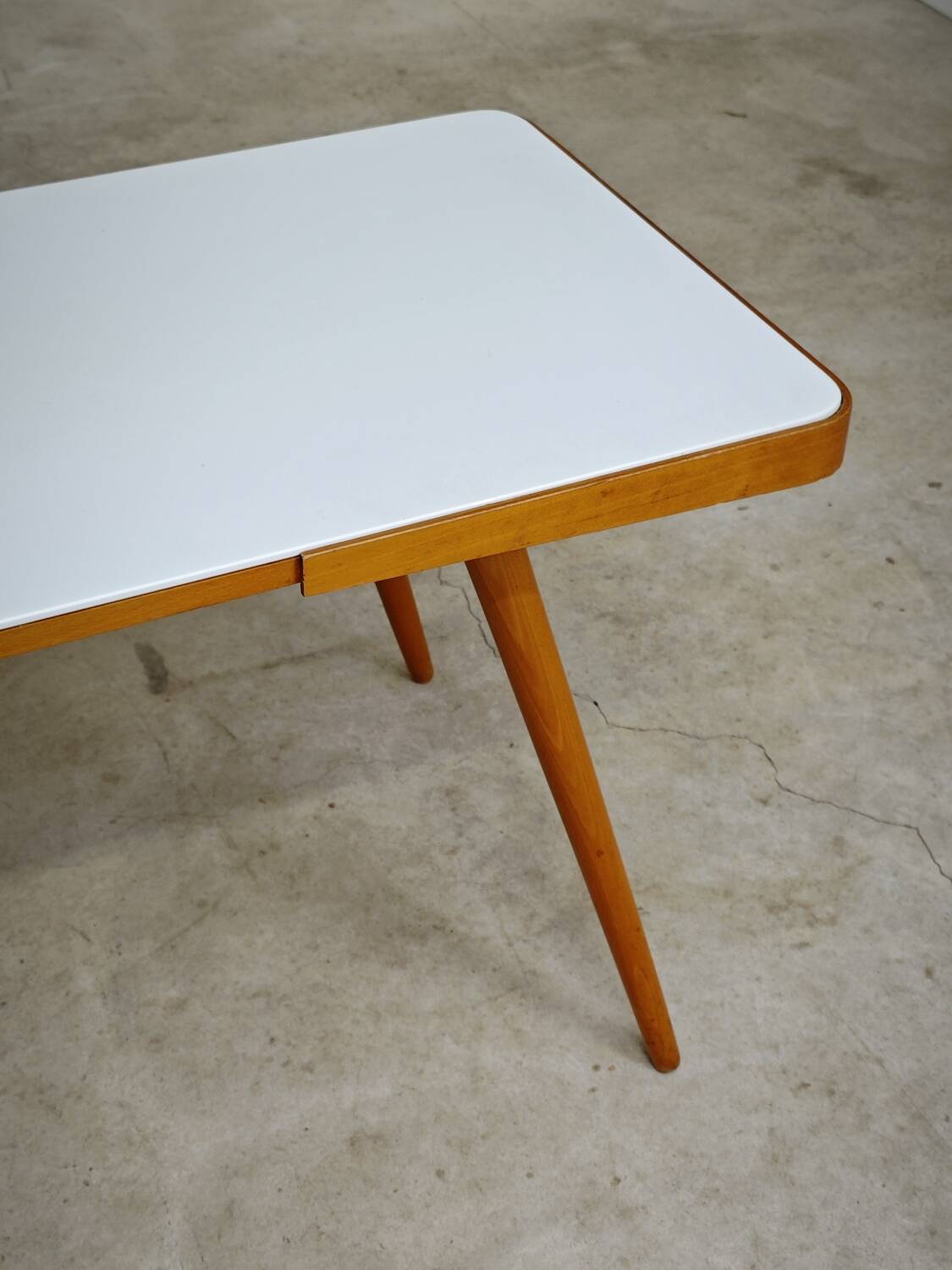 White opaxit coffee table by Jiri Jiroutek for Cesky Nabytek 1960