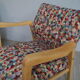 Vintage wood armchairs and fabrics 70s