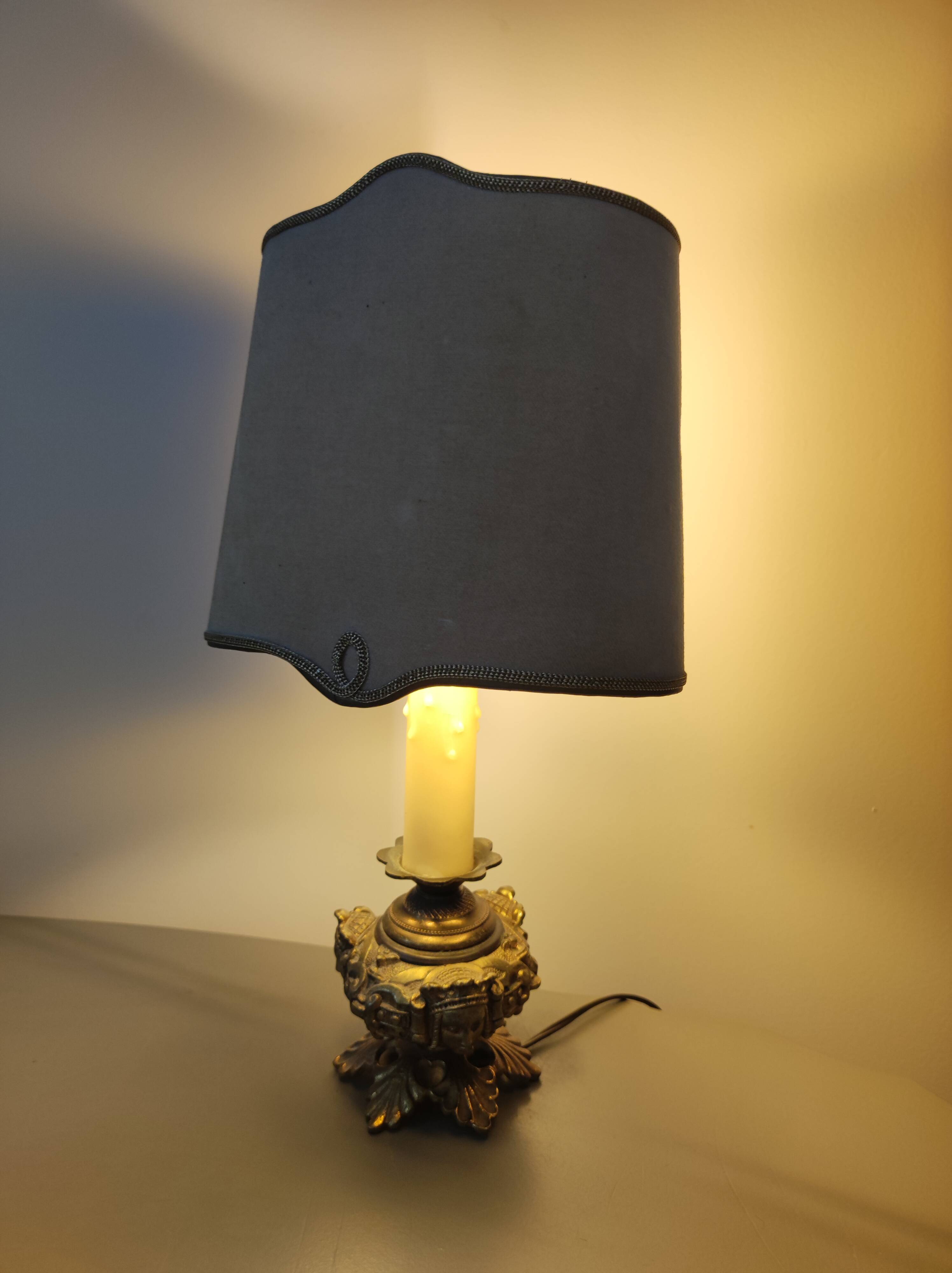 Lampe pied bronze doré style rocaille