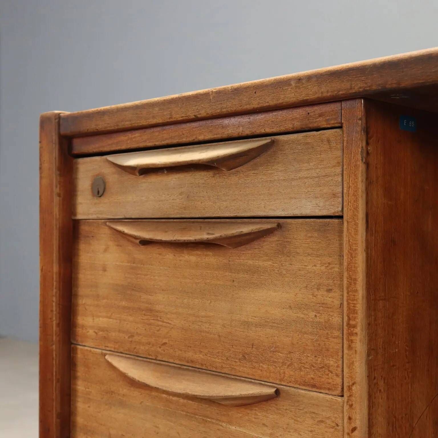 Vintage writing desk in laminated wood, 2 drawers, 1960s design