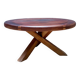 Vintage wooden coffee table with intersecting legs, France 1970