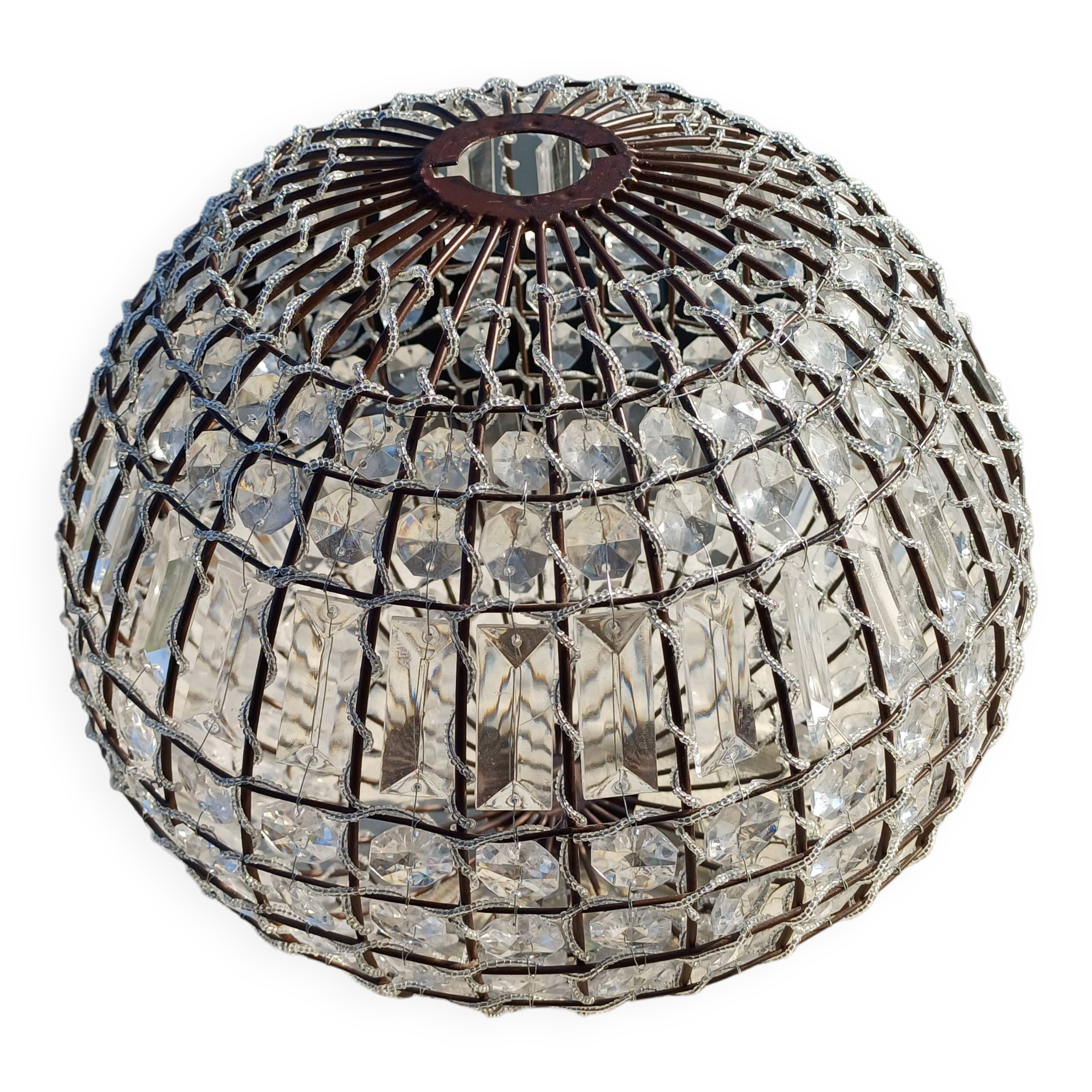 Lustre rond a pampilles verre